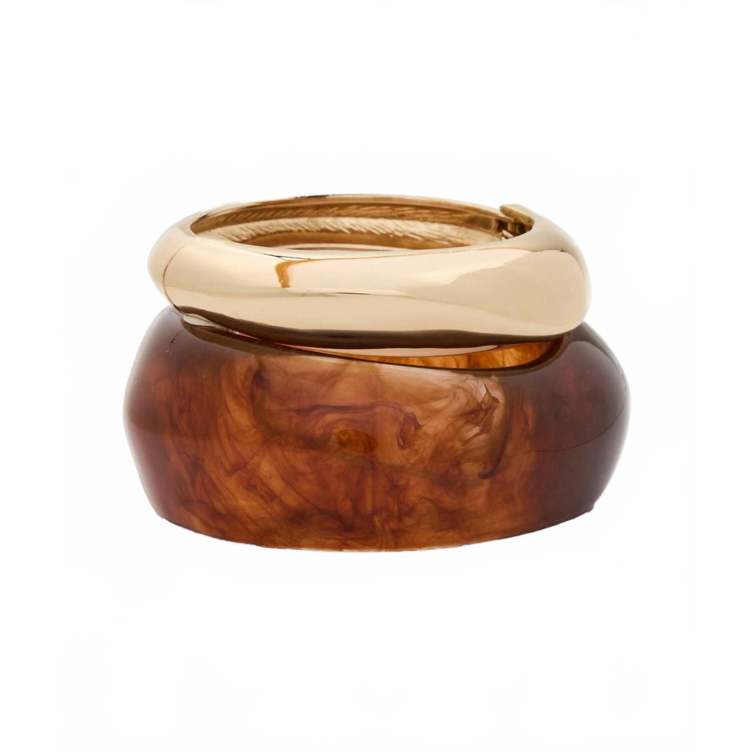 New Shashi Tortoise Bangle Bracelet Set In Brown/Gold